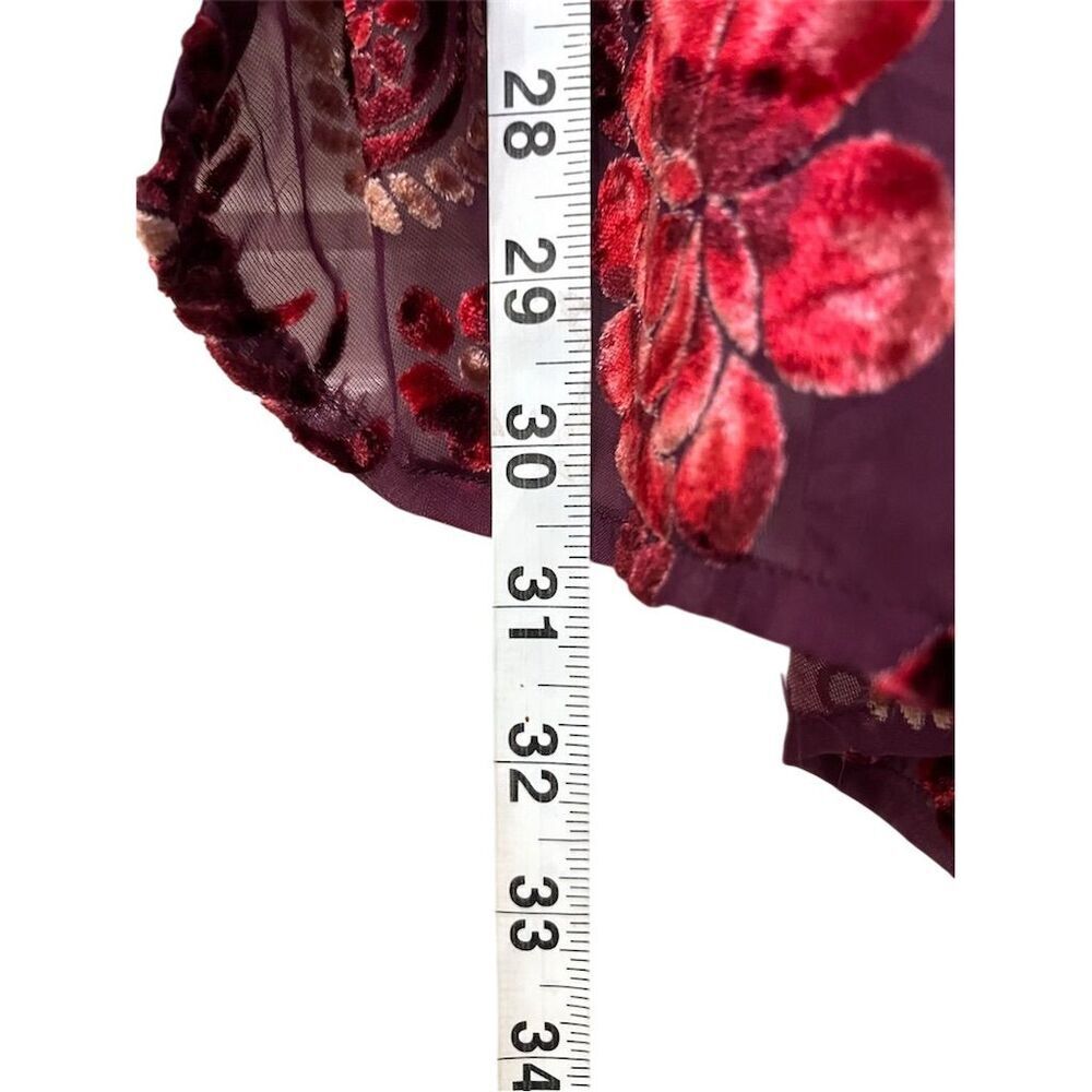 Umgee Paisley Open Front Velvet Floral Kimono Burgundy XL Fall Lightweight - Picture 9 of 11